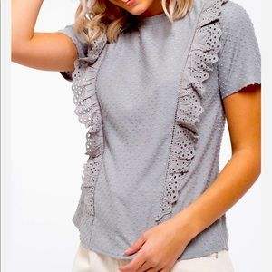 Gray top with ruffles